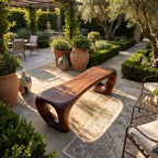 Sculptural Solid Wood Bench with Loop-Inspired Base and Organic Live Edge Seat