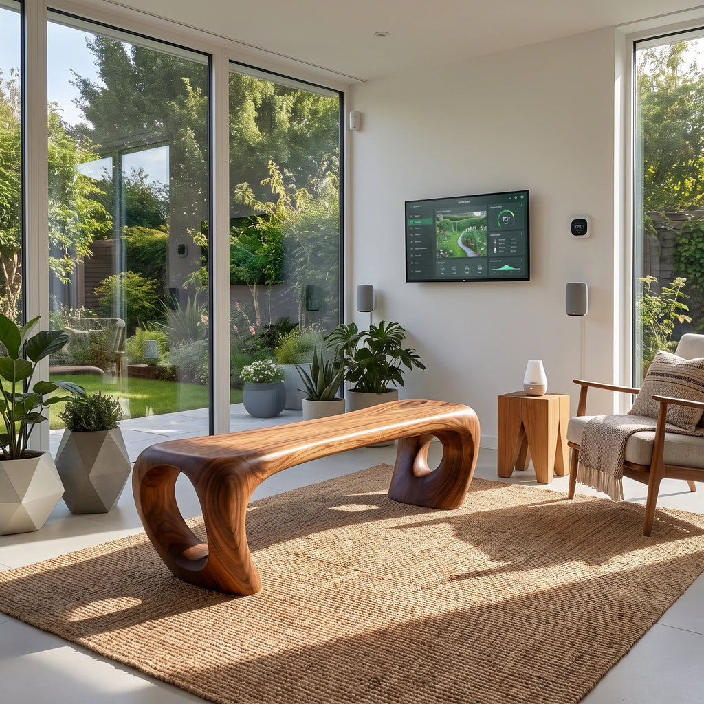 Sculptural Solid Wood Bench with Loop-Inspired Base and Organic Live Edge Seat