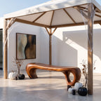 Sculptural Solid Wood Bench with Waterfall Base and Flowing Organic Seat