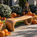 Sculptural Solid Wood Bench with Waterfall Base and Flowing Organic Seat