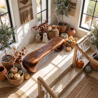 Sculptural Solid Wood Bench with Waterfall Base and Flowing Organic Seat