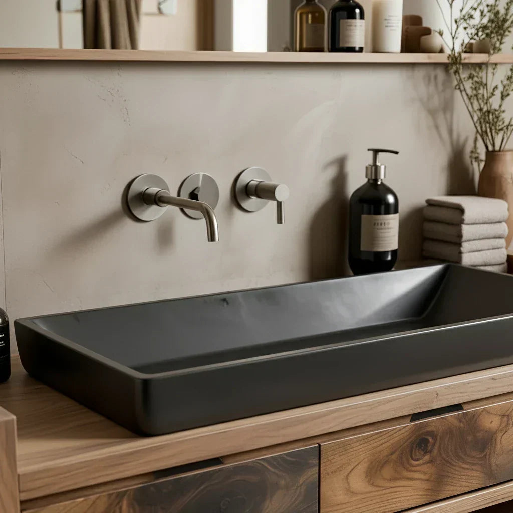 Solid Wood Bathroom Vanity Cabinet with Three Drawers and Open Shelf Storage