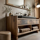 Solid Wood Bathroom Vanity Cabinet with Three Drawers and Open Shelf Storage
