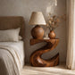 Handcrafted Solid Wood Bedside Table with Sculptural Curved Base