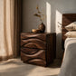 Handcrafted Solid Wood Nightstand with Sculpted Wave Drawer Fronts