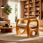Hand-Carved Organic Solid Wood Lounge Chair