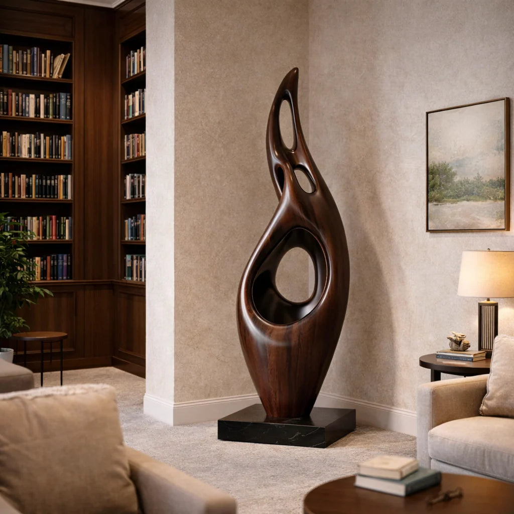 Solid Wood Sculptural Decorative Art – Contemporary Statement Piece for Luxury Interiors