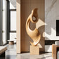 Tall Abstract Solid Wood Floor Sculpture with Plinth Base – Contemporary Statement Décor for Modern Interiors