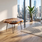 Live Edge Solid Wood Chess Coffee Table