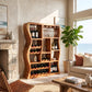 Sculptural Solid Wood Wine Cabinet with Curved Open Storage Compartments