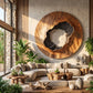 Modern Orbit – Large Round Solid Wood Wall Sculpture with Textured Center