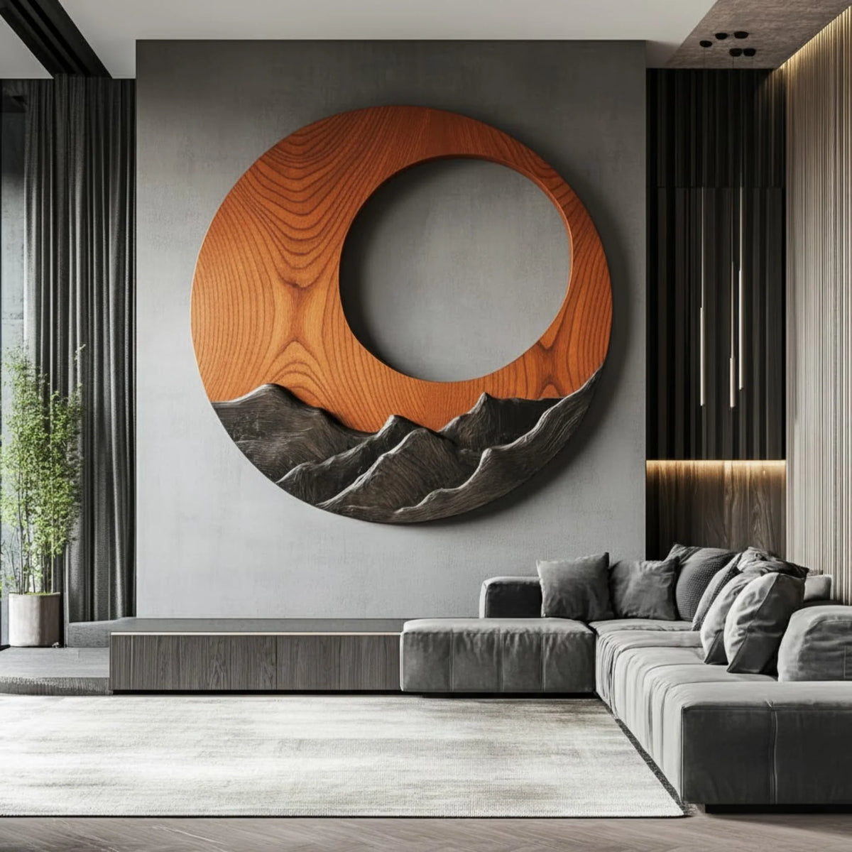 Circular Flow – Handcrafted Solid Wood Wall Sculpture with Abstract Wave Design