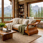 Sculptural Solid Wood Sofa Frame with Artistic Arms
