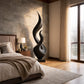 Tall Solid Wood Flame Sculpture – Modern Freestanding Decorative Art for Contemporary Interiors