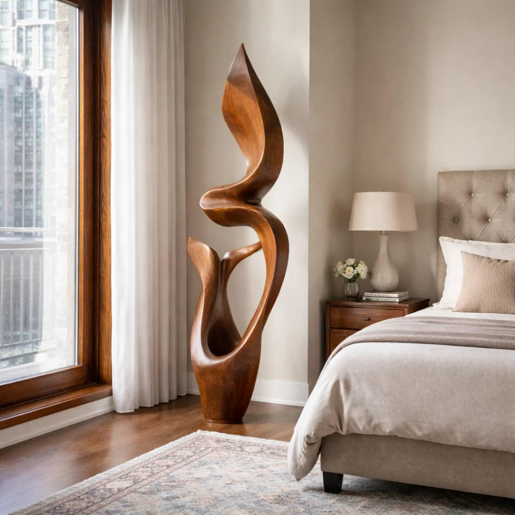 Organic Solid Wood Sculptural Décor – Modern Artistic Accent for Living Rooms