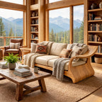 Sculptural Solid Wood Sofa Frame with Artistic Arms