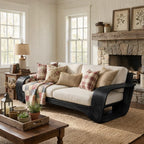 Sculptural Solid Wood Sofa with Curved Loop Arms