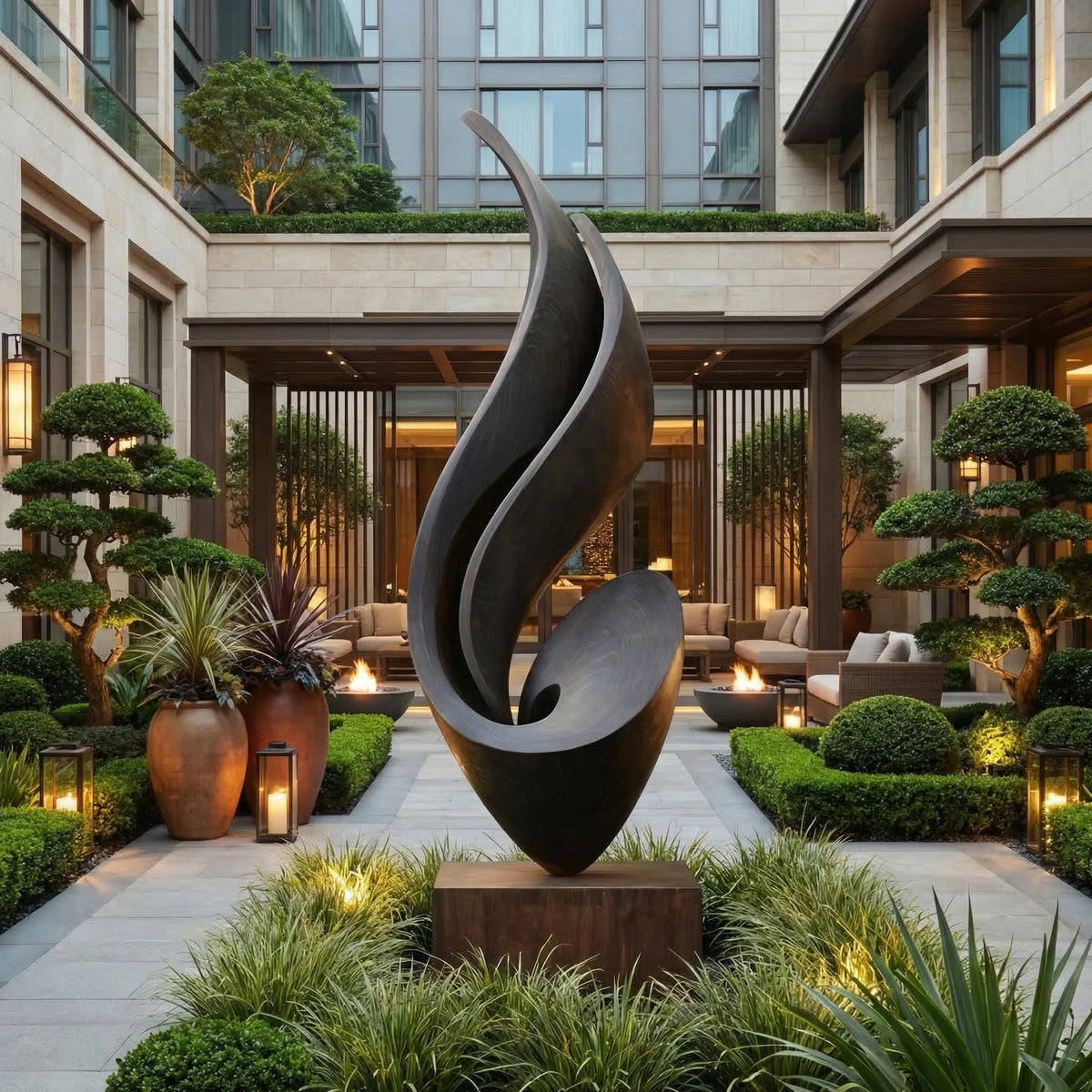 Large Abstract Floor Sculpture – Contemporary Freestanding Statement Art for Indoor and Outdoor Spaces