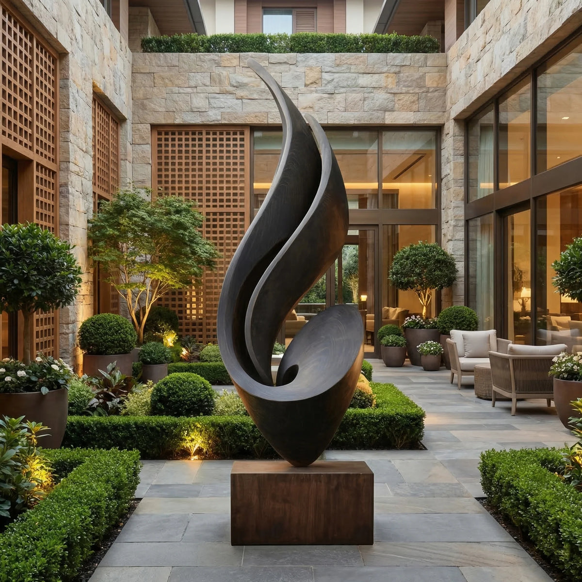 Large Abstract Floor Sculpture – Contemporary Freestanding Statement Art for Indoor and Outdoor Spaces