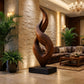 Abstract Twisting Floor Sculpture – Modern Freestanding Decorative Art for Indoor and Covered Outdoor Spaces