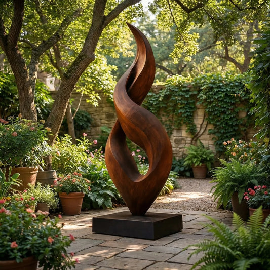 Abstract Twisting Floor Sculpture – Modern Freestanding Decorative Art for Indoor and Covered Outdoor Spaces