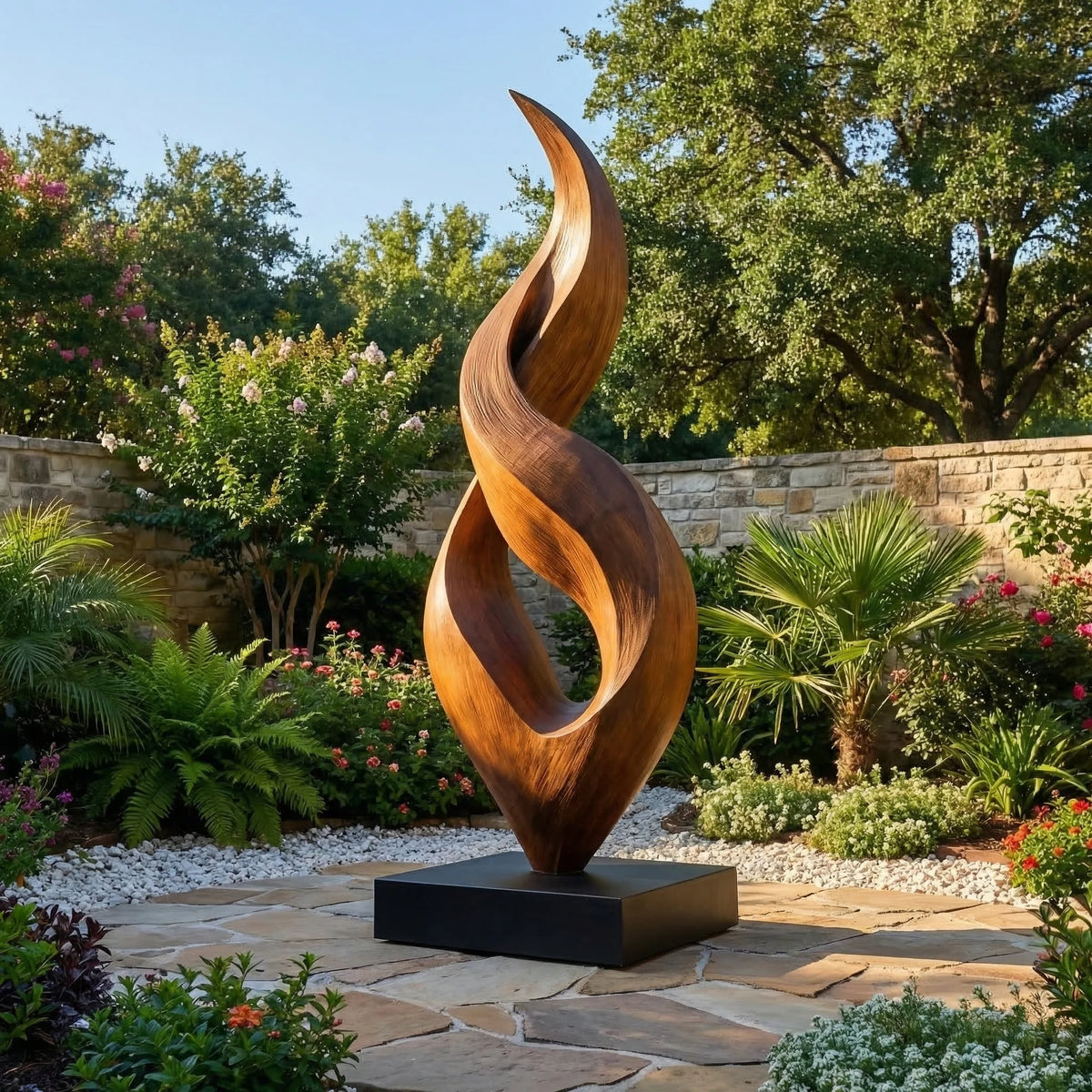Abstract Twisting Floor Sculpture – Modern Freestanding Decorative Art for Indoor and Covered Outdoor Spaces