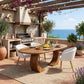 Oval Solid Wood Dining Table with Sculptural Curved Legs