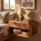 Handcrafted Solid Wood Floating Nightstand with Drawer and Open Shelf Storage