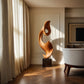 Tall Abstract Solid Wood Floor Sculpture with Plinth Base – Contemporary Statement Décor for Modern Interiors