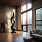 Tall Solid Wood Flame Sculpture – Modern Freestanding Decorative Art for Contemporary Interiors