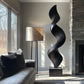 Tall Solid Wood Spiral Floor Sculpture with Plinth Base – Modern Statement Décor for Living Rooms and Contemporary Interiors