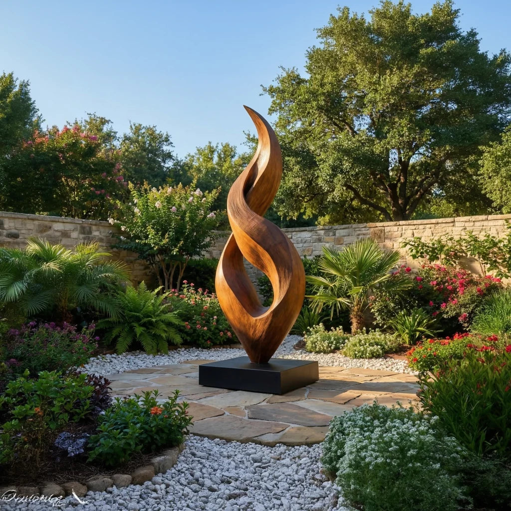 Abstract Twisting Floor Sculpture – Modern Freestanding Decorative Art for Indoor and Covered Outdoor Spaces