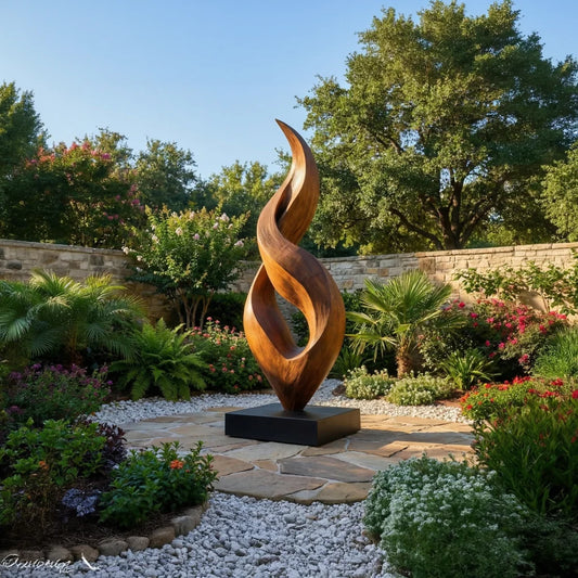 Abstract Twisting Floor Sculpture – Modern Freestanding Decorative Art for Indoor and Covered Outdoor Spaces