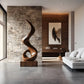 Modern Spiral Solid Wood Sculpture – Contemporary Abstract Decorative Art for Living Rooms