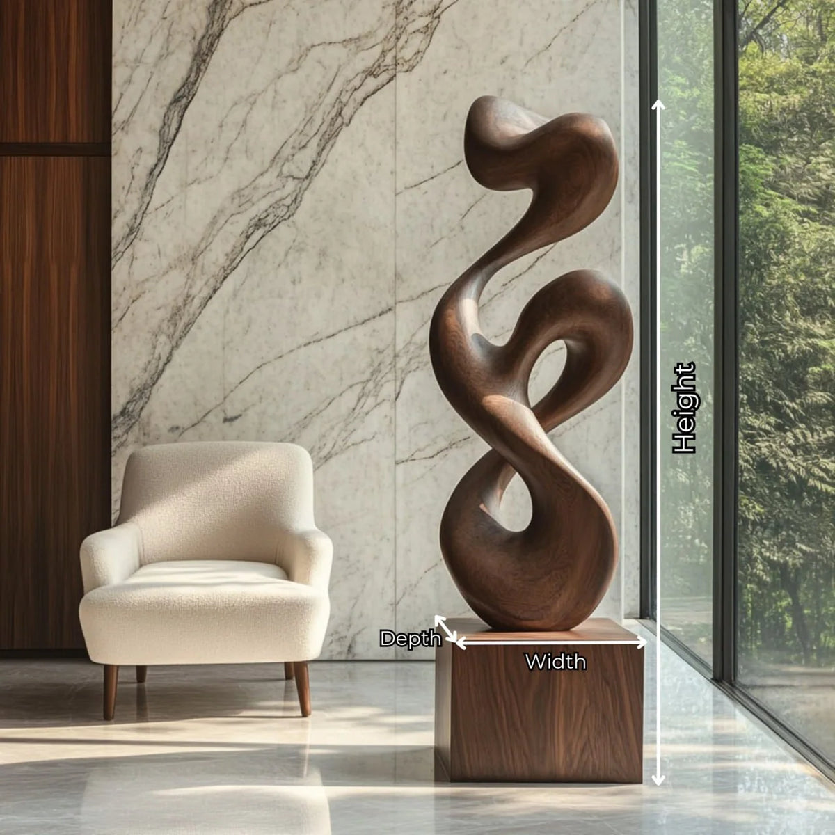 Organic Form Solid Wood Sculpture – Modern Decorative Art for Living Rooms and Offices