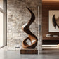 Modern Spiral Solid Wood Sculpture – Contemporary Abstract Decorative Art for Living Rooms