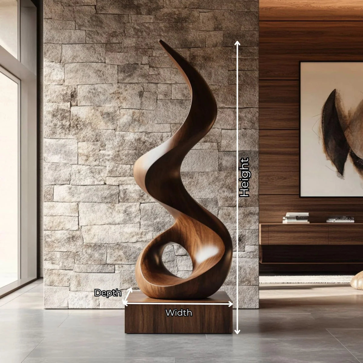 Modern Spiral Solid Wood Sculpture – Contemporary Abstract Decorative Art for Living Rooms
