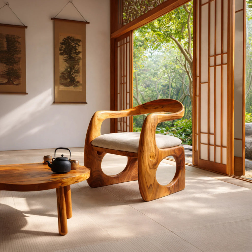 Organic Curve Solid Wood Lounge Chair