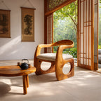 Organic Curve Solid Wood Lounge Chair
