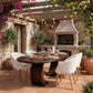 Oval Solid Wood Dining Table with Sculptural Curved Legs