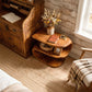 Handcrafted Solid Wood Sculptural Nightstand with Open Shelf Storage