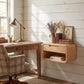 Handcrafted Solid Wood Floating Nightstand with Drawer and Open Shelf Storage