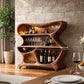 Solid Wood Bar Cabinet with Sculptural Open Shelves for Living Room