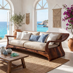 Sculptural Solid Wood Sofa Frame with Artistic Arms