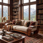 Sculptural Solid Wood Sofa with Curved Loop Arms