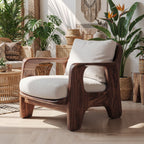 Sculptural Solid Wood Accent Chair with Rounded Armrests