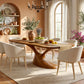 Organic Solid Wood Dining Table with Sculptural Flowing Base