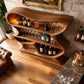 Solid Wood Bar Cabinet with Sculptural Open Shelves for Living Room