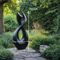Handcrafted Solid Wood Garden Sculpture – Contemporary Twisting Open-Form Outdoor Art