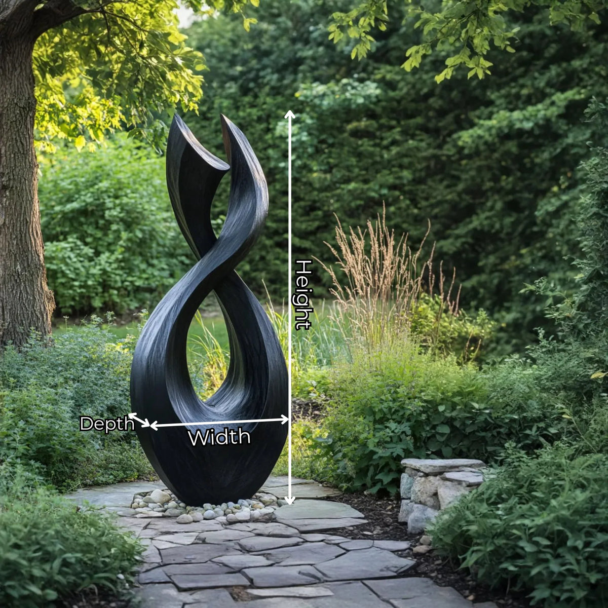 Handcrafted Solid Wood Garden Sculpture – Contemporary Twisting Open-Form Outdoor Art